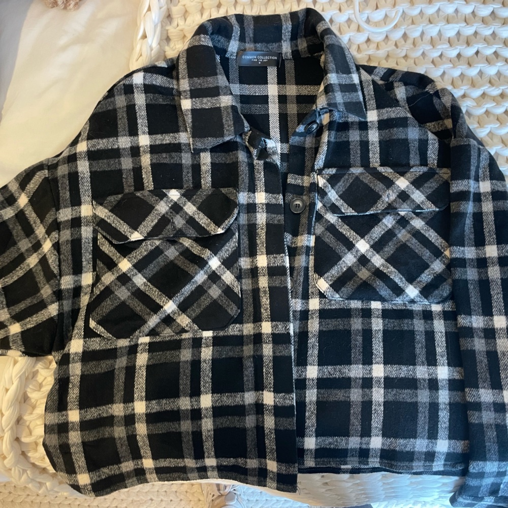plaid cropped over shirt flannel